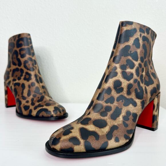 Christian Louboutin Adoxa Ankle Boots Size 36 Leopard Print Booties - Picture 1 of 13